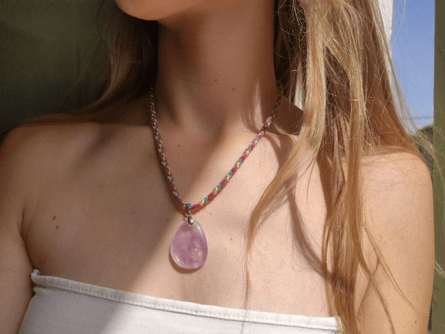 Collier tressé • quartz rose