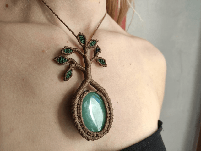 Collier arbre • aventurine verte