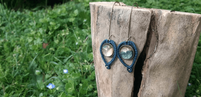 Boucles d'oreilles • cabochon en verre